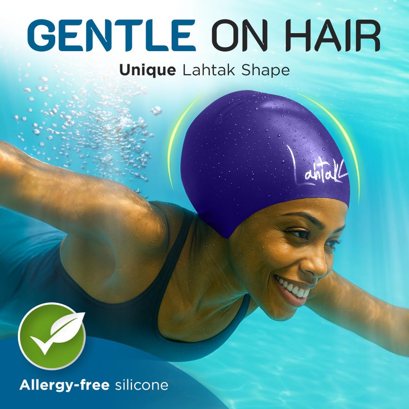 Lahtak Large Swim Cap for Long Hair - Waterproof Durable Silicone Swimming Cap for Braids, Dreadlocks, Weaves, Afros, Curls â€“ Swim Caps for Women & Men â€“ Anti-Leak Seal for Pool, Beach, Laps & Water Workouts - Image 3